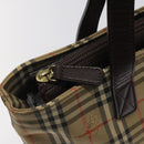 BURBERRY Nova Check Hand Bag Canvas Beige Brown gold Auth BD238-17
