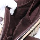 BURBERRY Nova Check Hand Bag Canvas Beige Brown gold Auth BD238-20