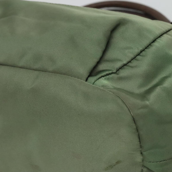 PRADA Hand Bag Nylon 2way Khaki Gold Auth BD242