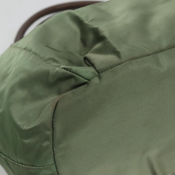 PRADA Hand Bag Nylon 2way Khaki Gold Auth BD242