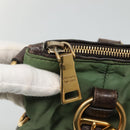 PRADA Hand Bag Nylon 2way Khaki Gold Auth BD242-10