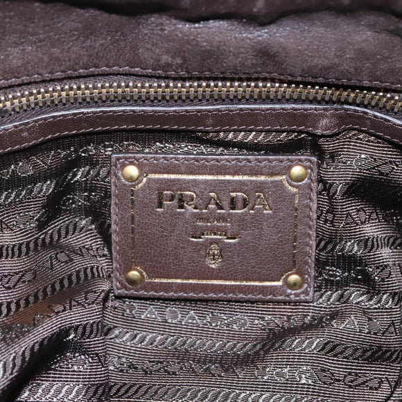 PRADA Hand Bag Nylon 2way Khaki Gold Auth BD242