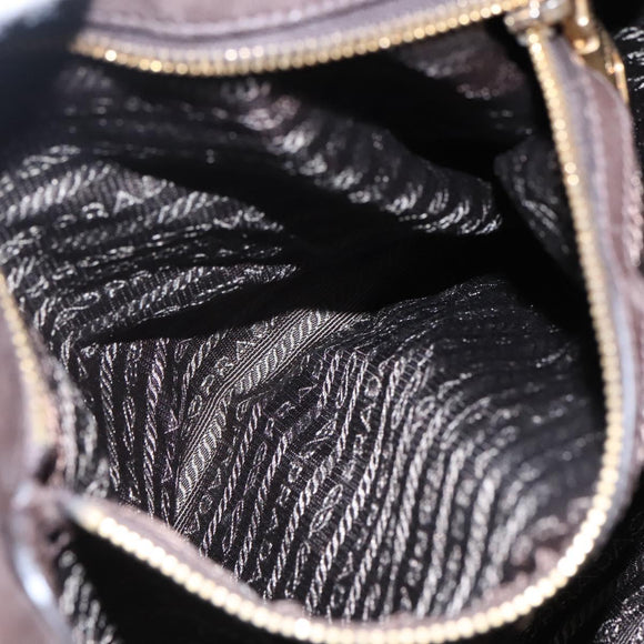 PRADA Hand Bag Nylon 2way Khaki Gold Auth BD242