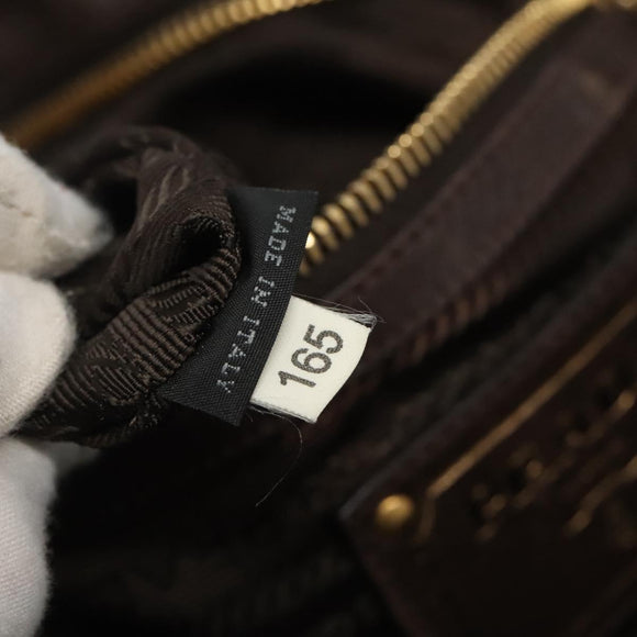 PRADA Hand Bag Nylon 2way Khaki Gold Auth BD242