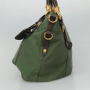 PRADA Hand Bag Nylon 2way Khaki Gold Auth BD242-4