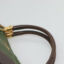PRADA Hand Bag Nylon 2way Khaki Gold Auth BD242-8