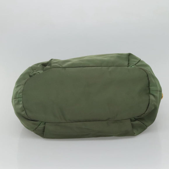 PRADA Hand Bag Nylon 2way Khaki Gold Auth BD242