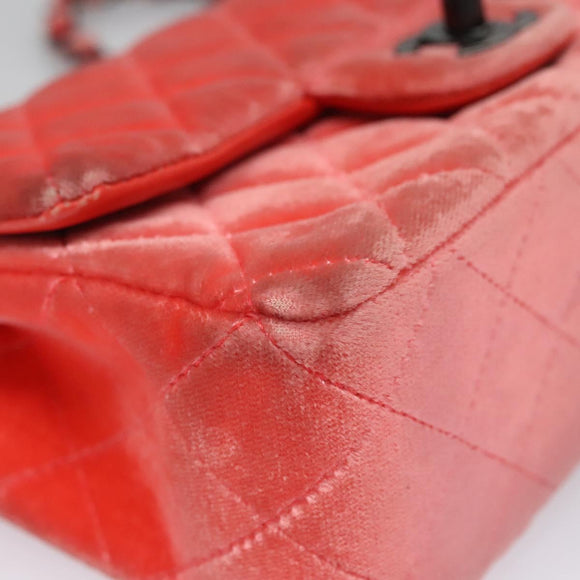 CHANEL Matelasse Chain Shoulder Bag Velor Pink CC Auth BD244V