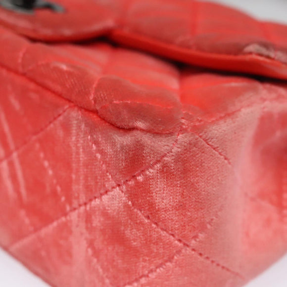 CHANEL Matelasse Chain Shoulder Bag Velor Pink CC Auth BD244V