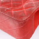 CHANEL Matelasse Chain Shoulder Bag Velor Pink CC Auth BD244V-17