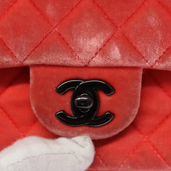 CHANEL Matelasse Chain Shoulder Bag Velor Pink CC Auth BD244V