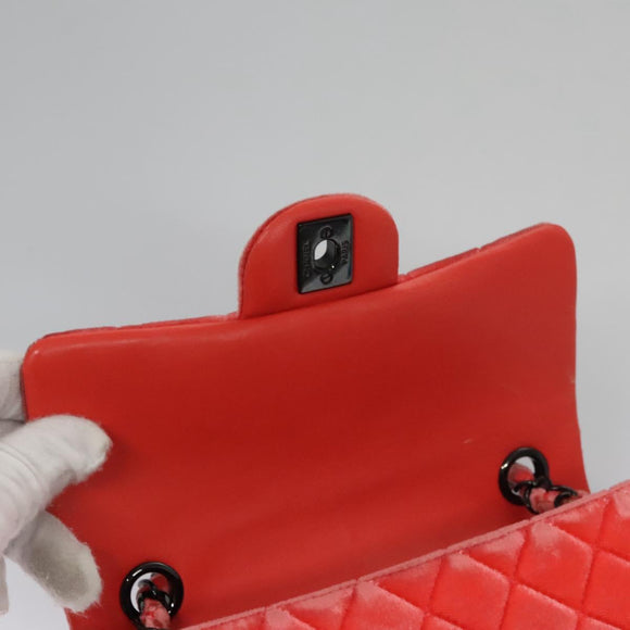 CHANEL Matelasse Chain Shoulder Bag Velor Pink CC Auth BD244V