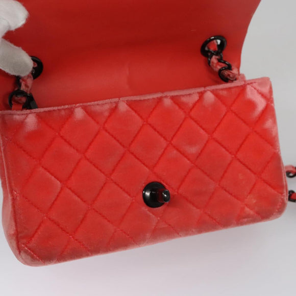 CHANEL Matelasse Chain Shoulder Bag Velor Pink CC Auth BD244V