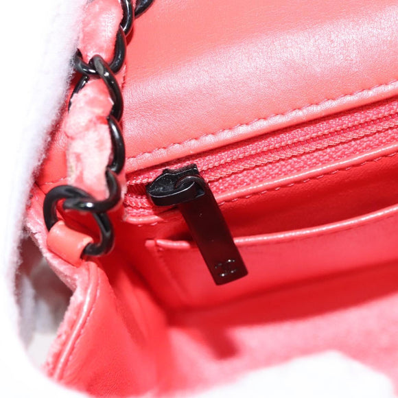 CHANEL Matelasse Chain Shoulder Bag Velor Pink CC Auth BD244V