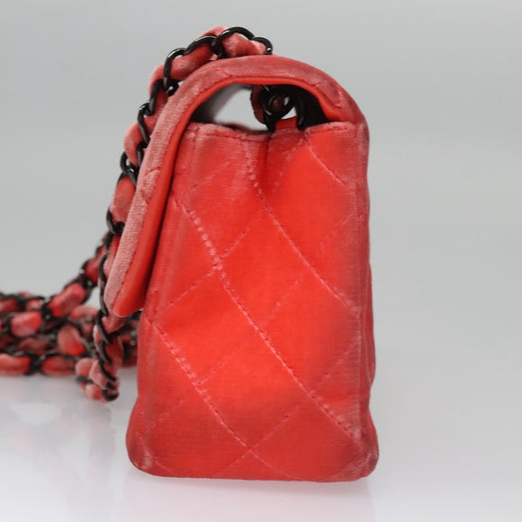 CHANEL Matelasse Chain Shoulder Bag Velor Pink CC Auth BD244V