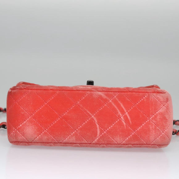 CHANEL Matelasse Chain Shoulder Bag Velor Pink CC Auth BD244V