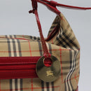Burberrys Nova Check Shoulder Bag Canvas Beige Red gold Auth BD251-10