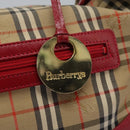 Burberrys Nova Check Shoulder Bag Canvas Beige Red gold Auth BD251-18