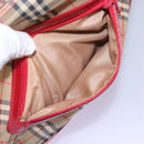 Burberrys Nova Check Shoulder Bag Canvas Beige Red gold Auth BD251-20