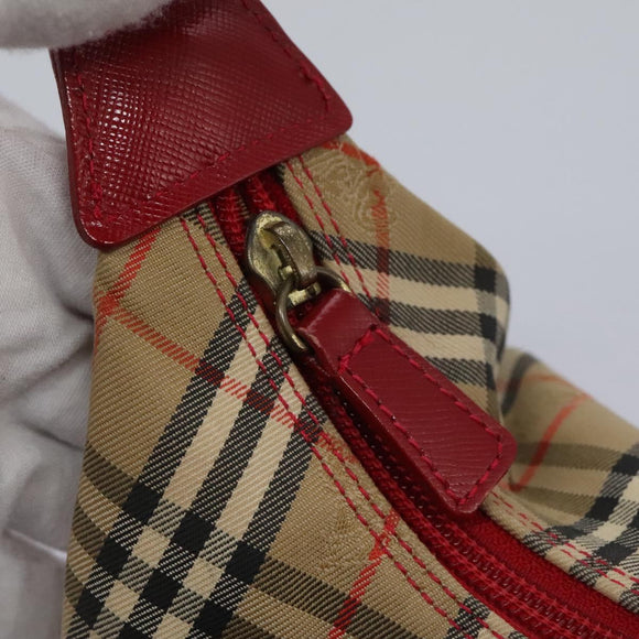 Burberrys Nova Check Shoulder Bag Canvas Beige Red gold Auth BD251