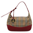 Burberrys Nova Check Shoulder Bag Canvas Beige Red gold Auth BD251-13