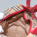 Burberrys Nova Check Shoulder Bag Canvas Beige Red gold Auth BD251-21