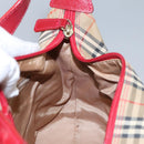 Burberrys Nova Check Shoulder Bag Canvas Beige Red gold Auth BD251-22