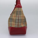 Burberrys Nova Check Shoulder Bag Canvas Beige Red gold Auth BD251-3