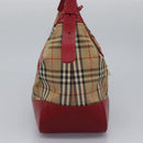 Burberrys Nova Check Shoulder Bag Canvas Beige Red gold Auth BD251-4