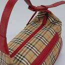 Burberrys Nova Check Shoulder Bag Canvas Beige Red gold Auth BD251-6