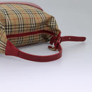 Burberrys Nova Check Shoulder Bag Canvas Beige Red gold Auth BD251-7