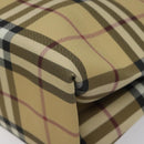 BURBERRY Nova Check Hand Bag PVC Leather Beige Dark Brown Auth BD252-9