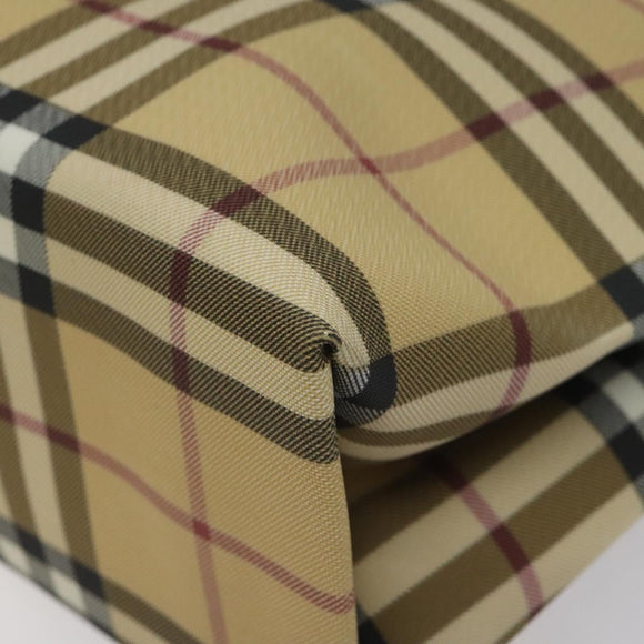 BURBERRY Nova Check Hand Bag PVC Leather Beige Dark Brown Auth BD252