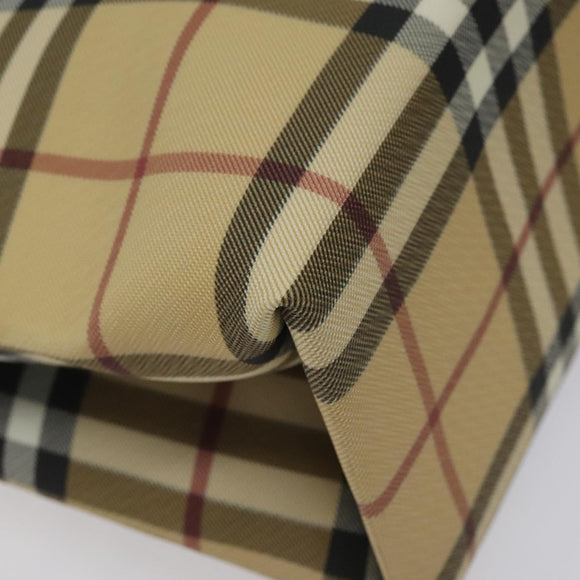BURBERRY Nova Check Hand Bag PVC Leather Beige Dark Brown Auth BD252