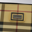 BURBERRY Nova Check Hand Bag PVC Leather Beige Dark Brown Auth BD252-17