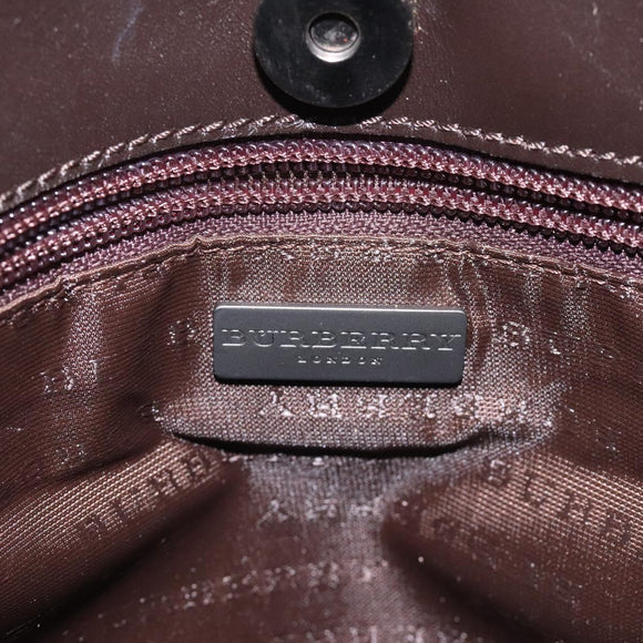 BURBERRY Nova Check Hand Bag PVC Leather Beige Dark Brown Auth BD252