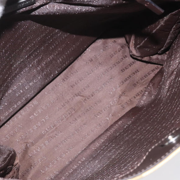 BURBERRY Nova Check Hand Bag PVC Leather Beige Dark Brown Auth BD252