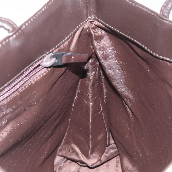 BURBERRY Nova Check Hand Bag PVC Leather Beige Dark Brown Auth BD252