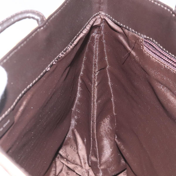 BURBERRY Nova Check Hand Bag PVC Leather Beige Dark Brown Auth BD252