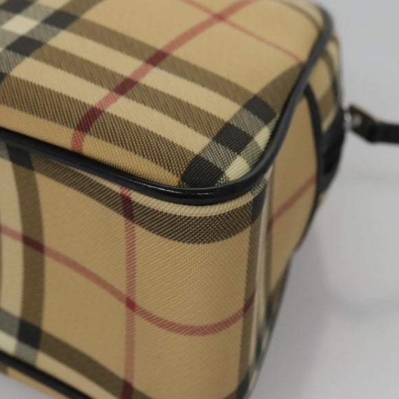 BURBERRY Nova Check Hand Bag PVC Beige Auth BD255