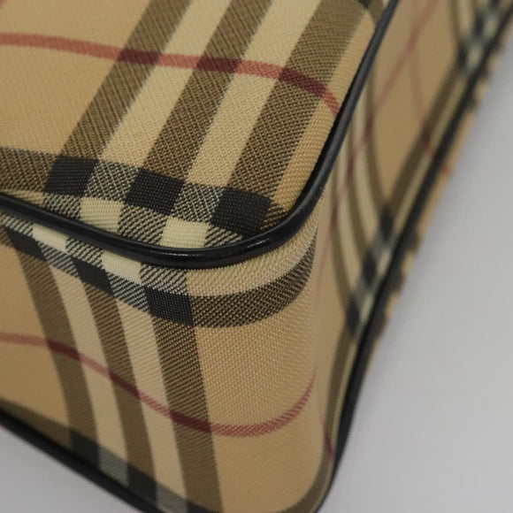 BURBERRY Nova Check Hand Bag PVC Beige Auth BD255