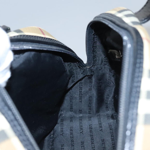 BURBERRY Nova Check Hand Bag PVC Beige Auth BD255