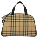 BURBERRY Nova Check Hand Bag PVC Beige Auth BD255-13