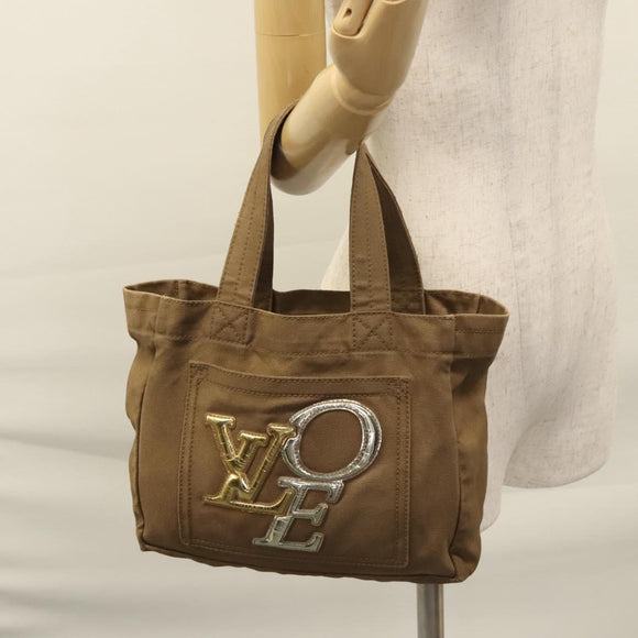 LOUIS VUITTON Thats Love PM Hand Bag Canvas Khaki Silver Gold M95468 Auth BD267