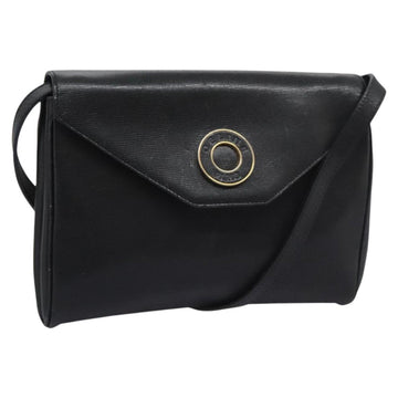 CELINE Shoulder Bag Leather Black Gold Auth BD268
