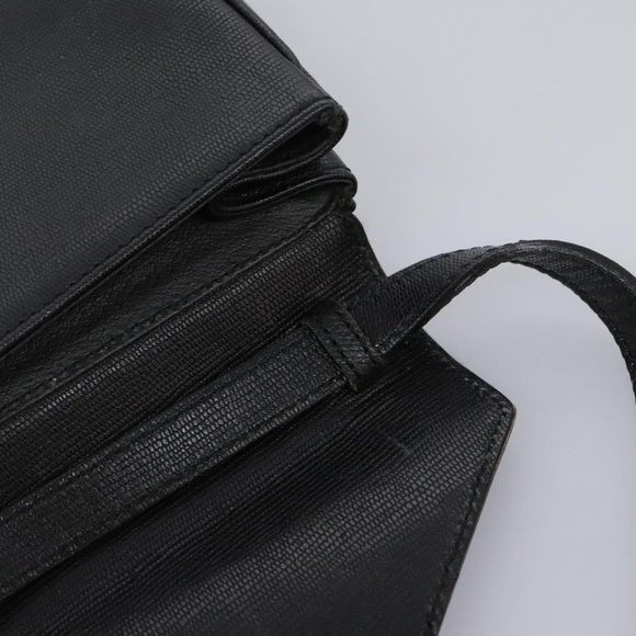 CELINE Shoulder Bag Leather Black Gold Auth BD268