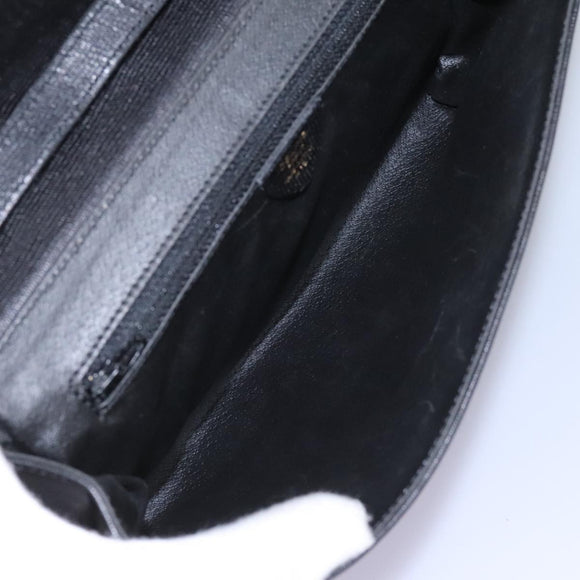 CELINE Shoulder Bag Leather Black Gold Auth BD268