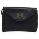 CELINE Shoulder Bag Leather Black Gold Auth BD268-2