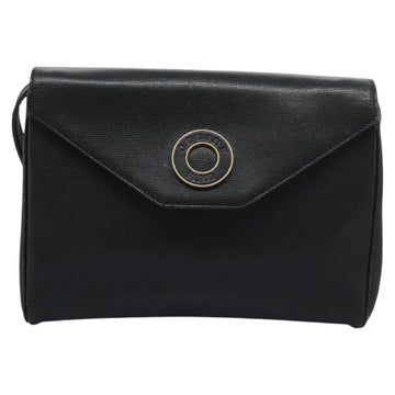 CELINE Shoulder Bag Leather Black Gold Auth BD268 - 0