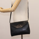 CELINE Shoulder Bag Leather Black Gold Auth BD268-23